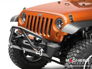 Jeep Wrangler JK XHD Bumper w/Stubby Ends & w/Double X Striker Bar - Front